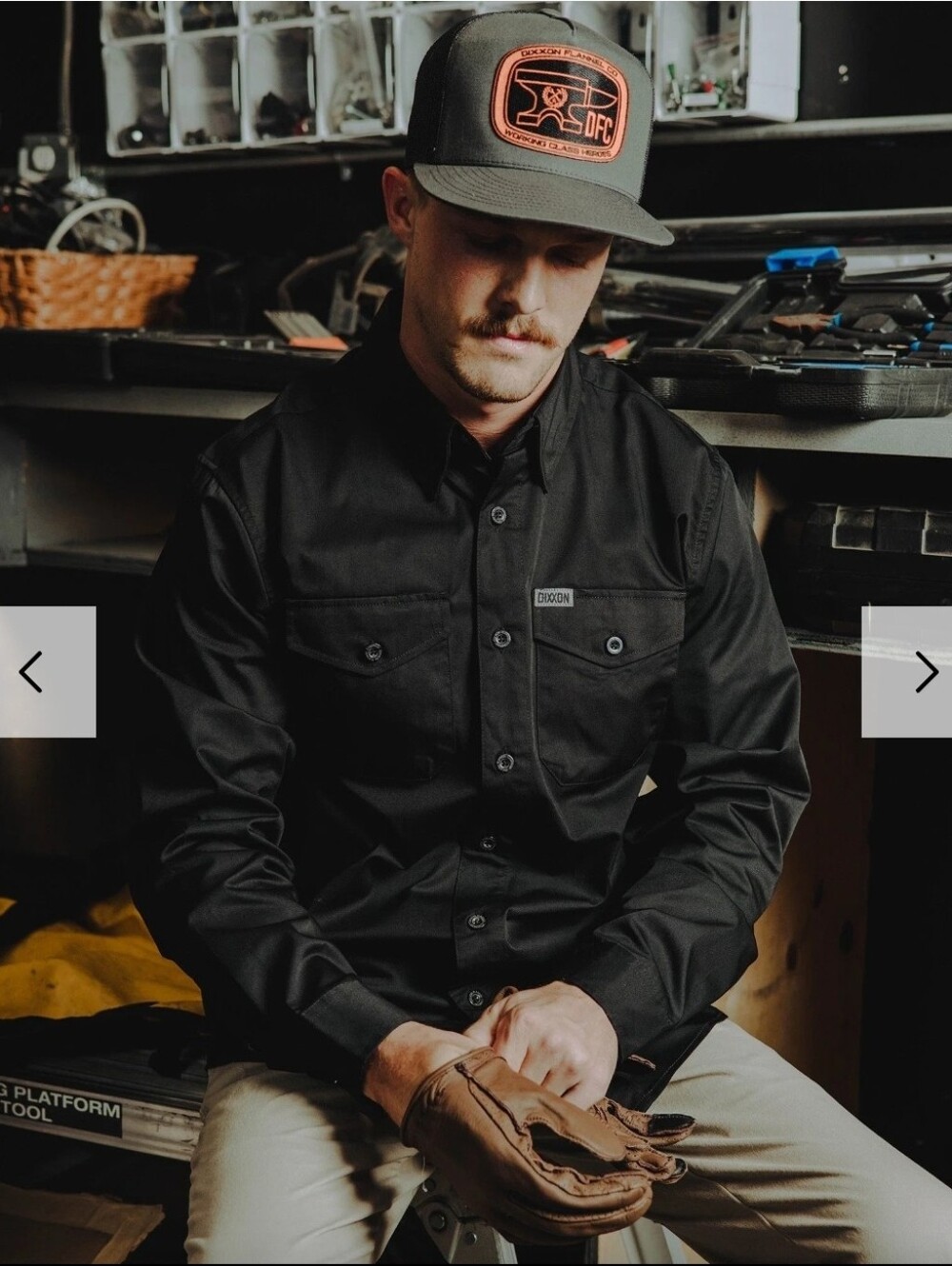 DIXXON Men’s Black Button-Down Work Shirt
